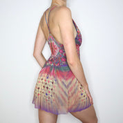 90s VIVIENNE TAM Graphic Mesh Dress (S)