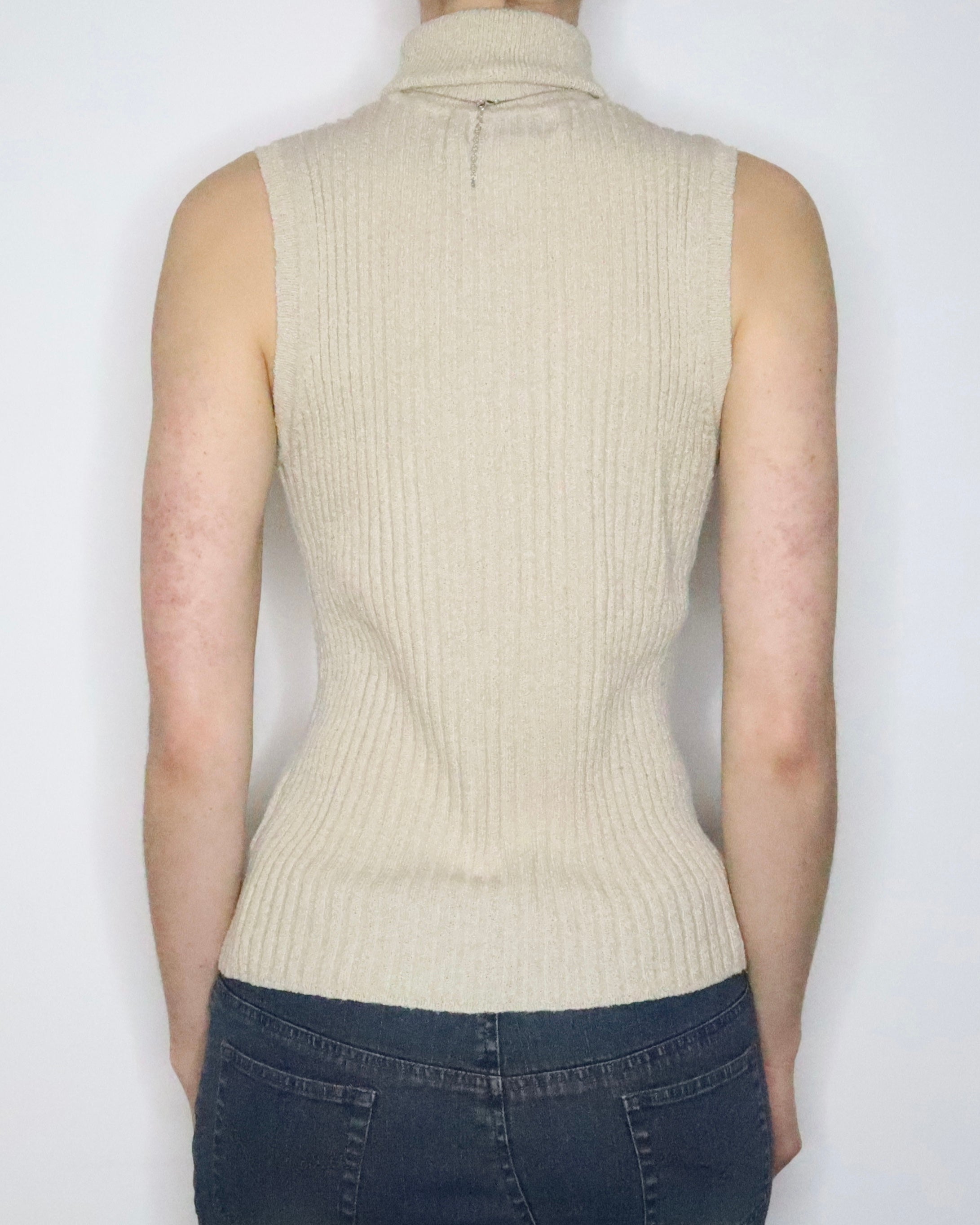 Beige Sleeveless Turtleneck (M-L)