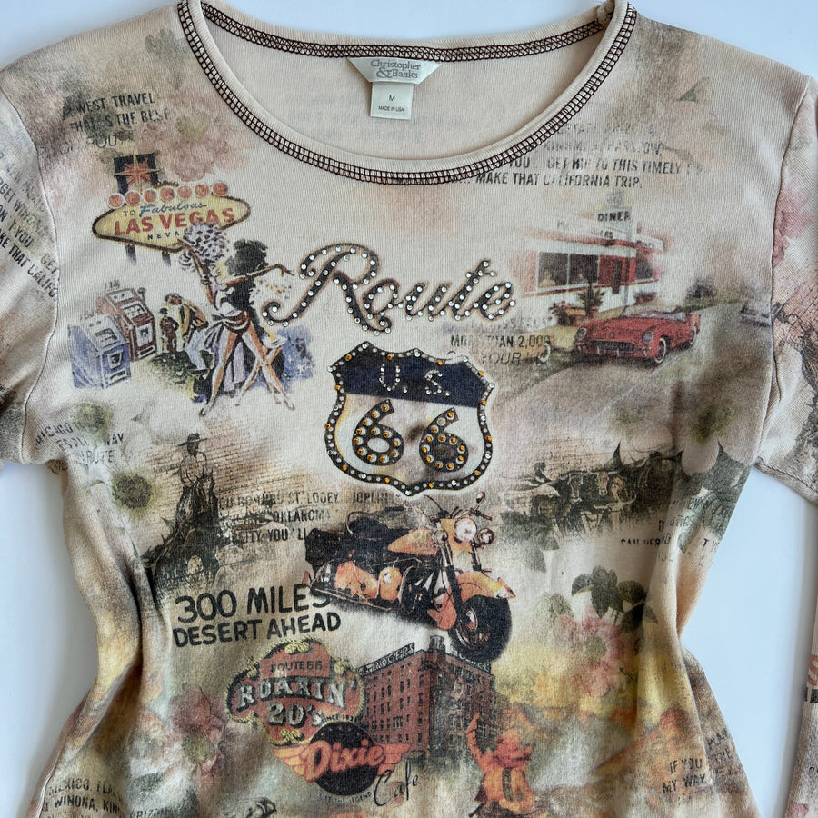 Vtg Route 66 graphic top (L)