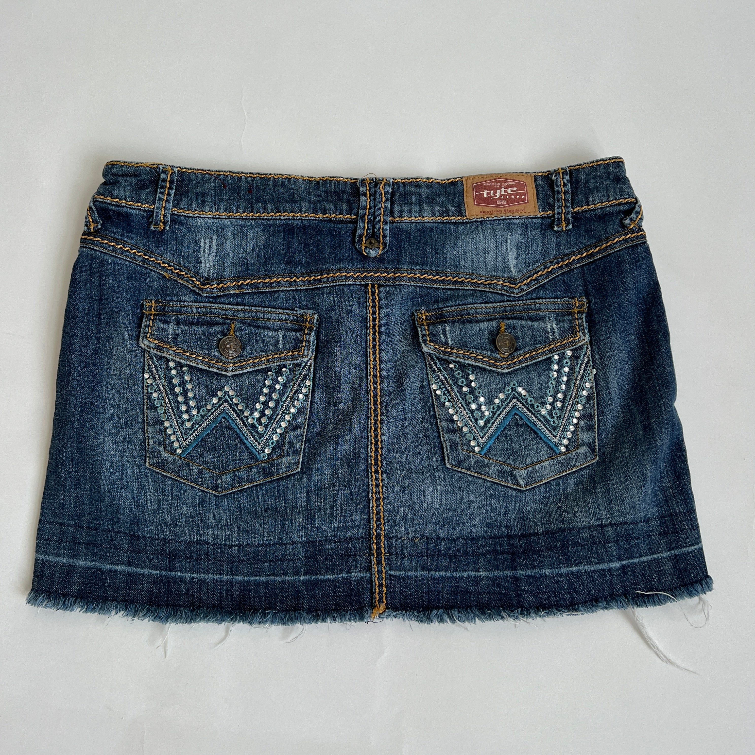00s denim mini skirt XL