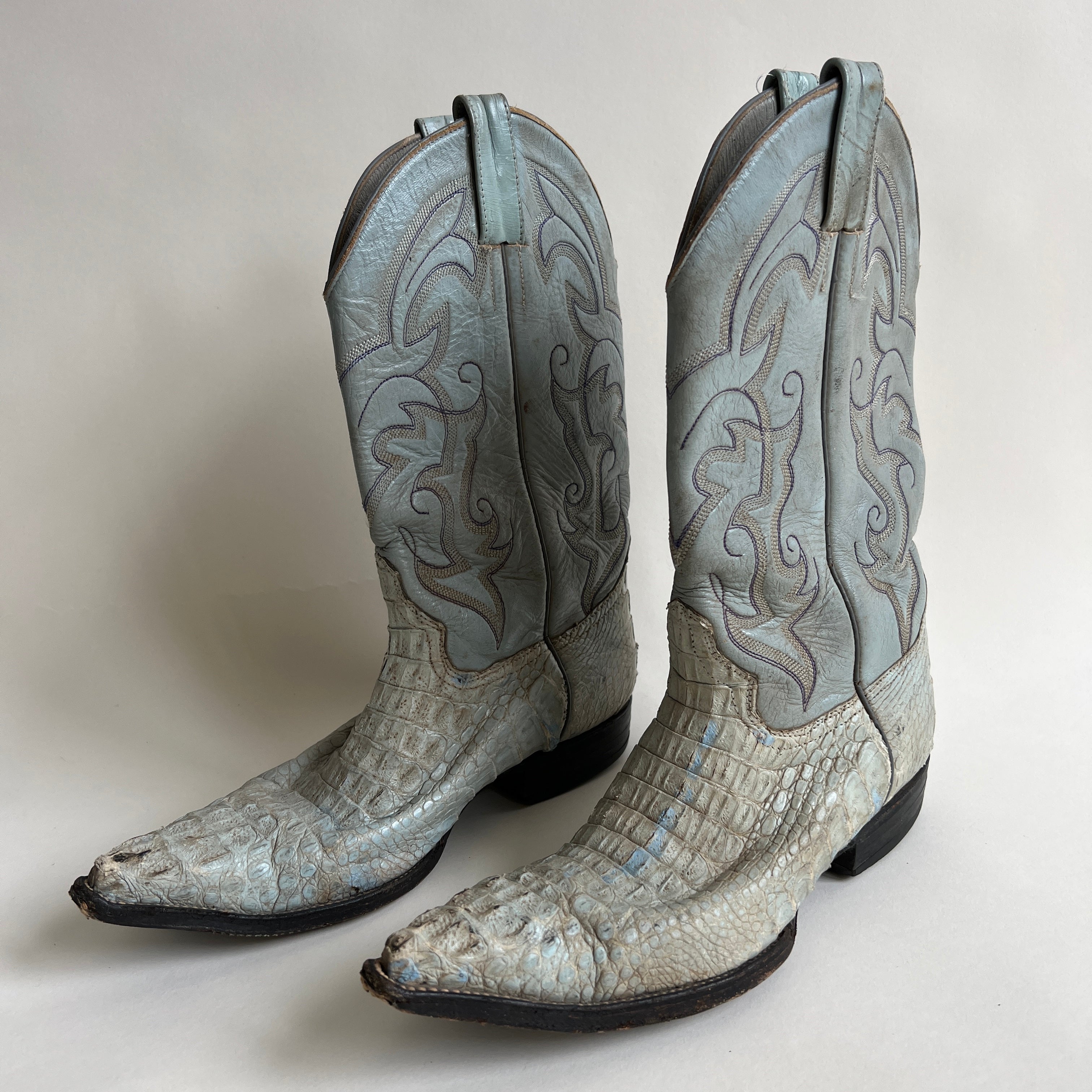 Baby blue snakeskin boots size 10