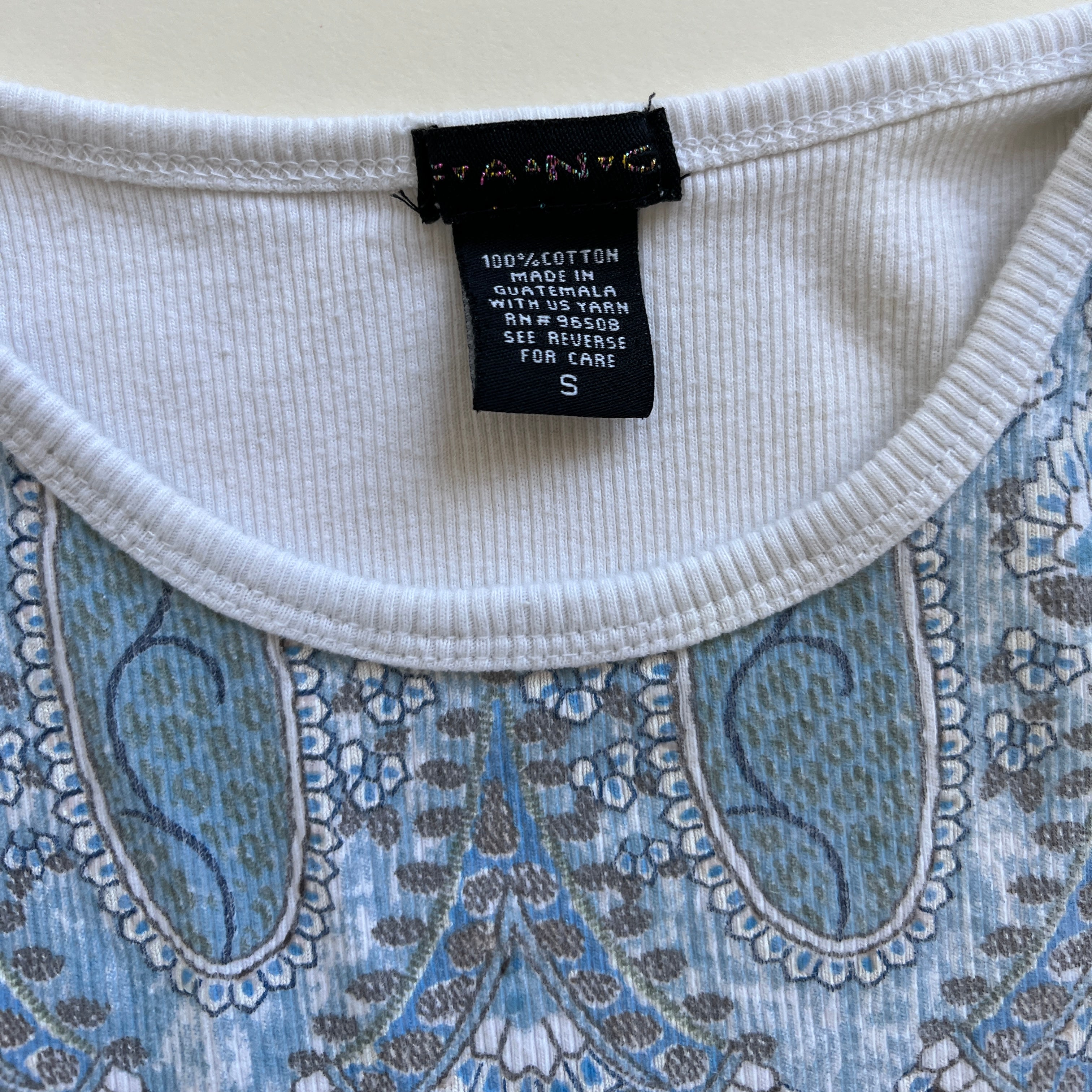00s Blue paisley tank