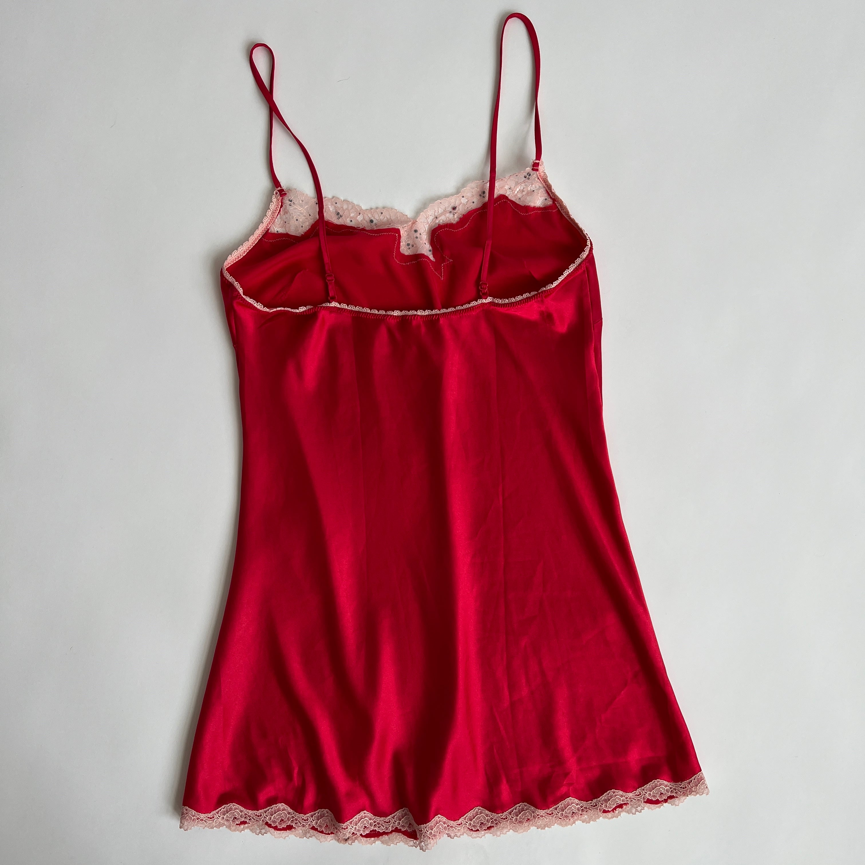 00s hot pink satin slip (S)