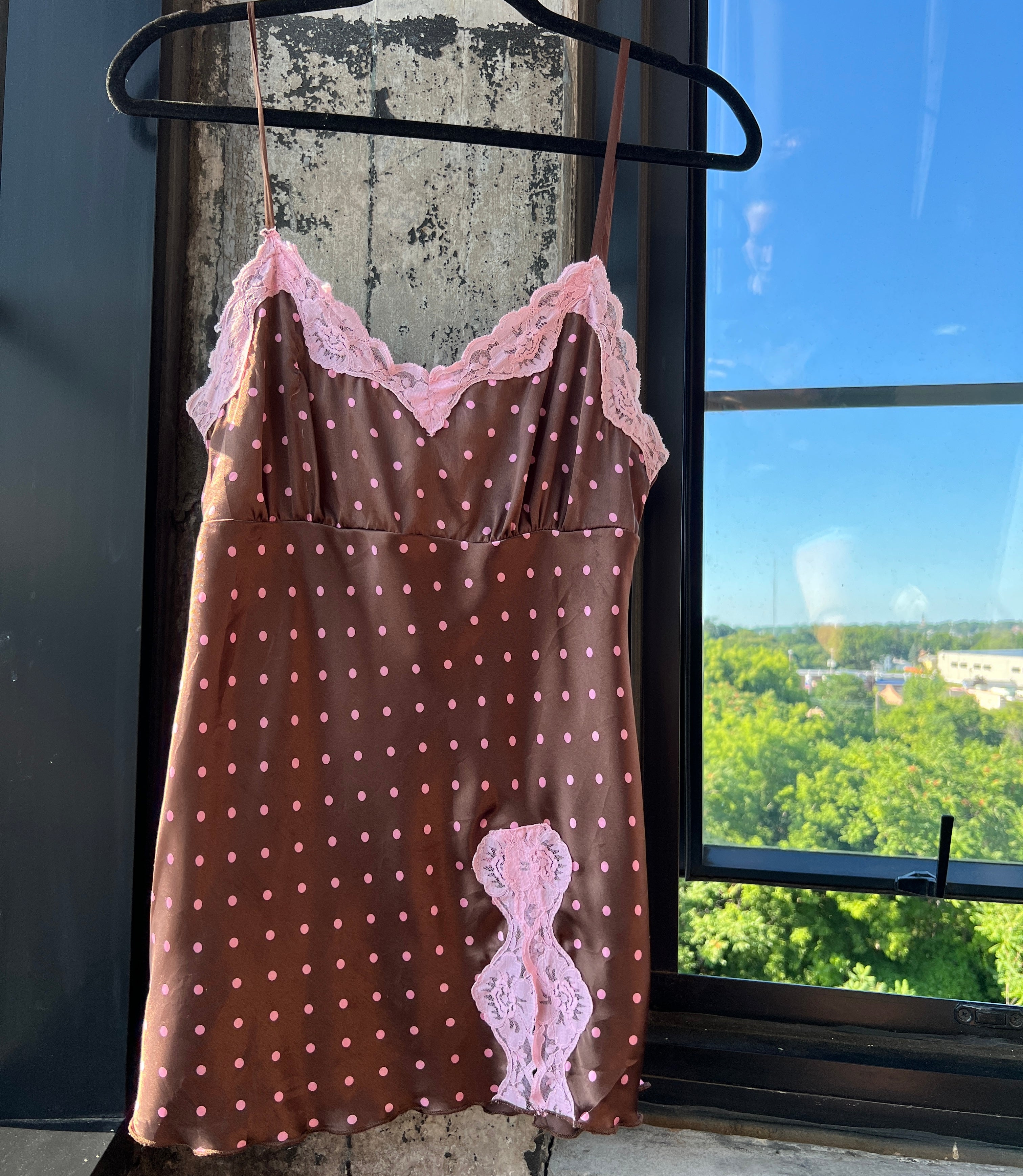00s polka dot satin slip