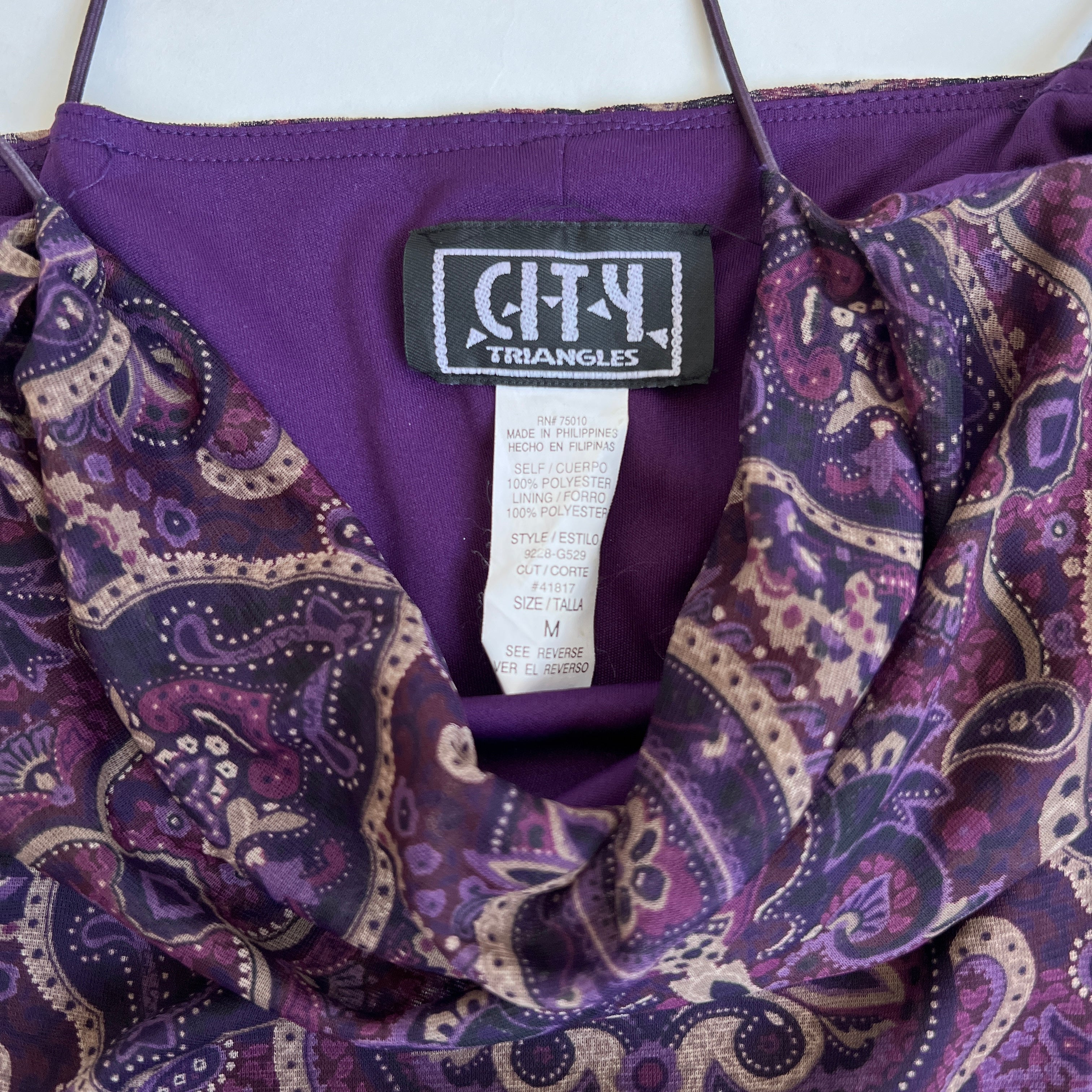 90s plum paisley midi dress