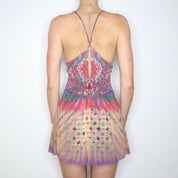 90s VIVIENNE TAM Graphic Mesh Dress (S)