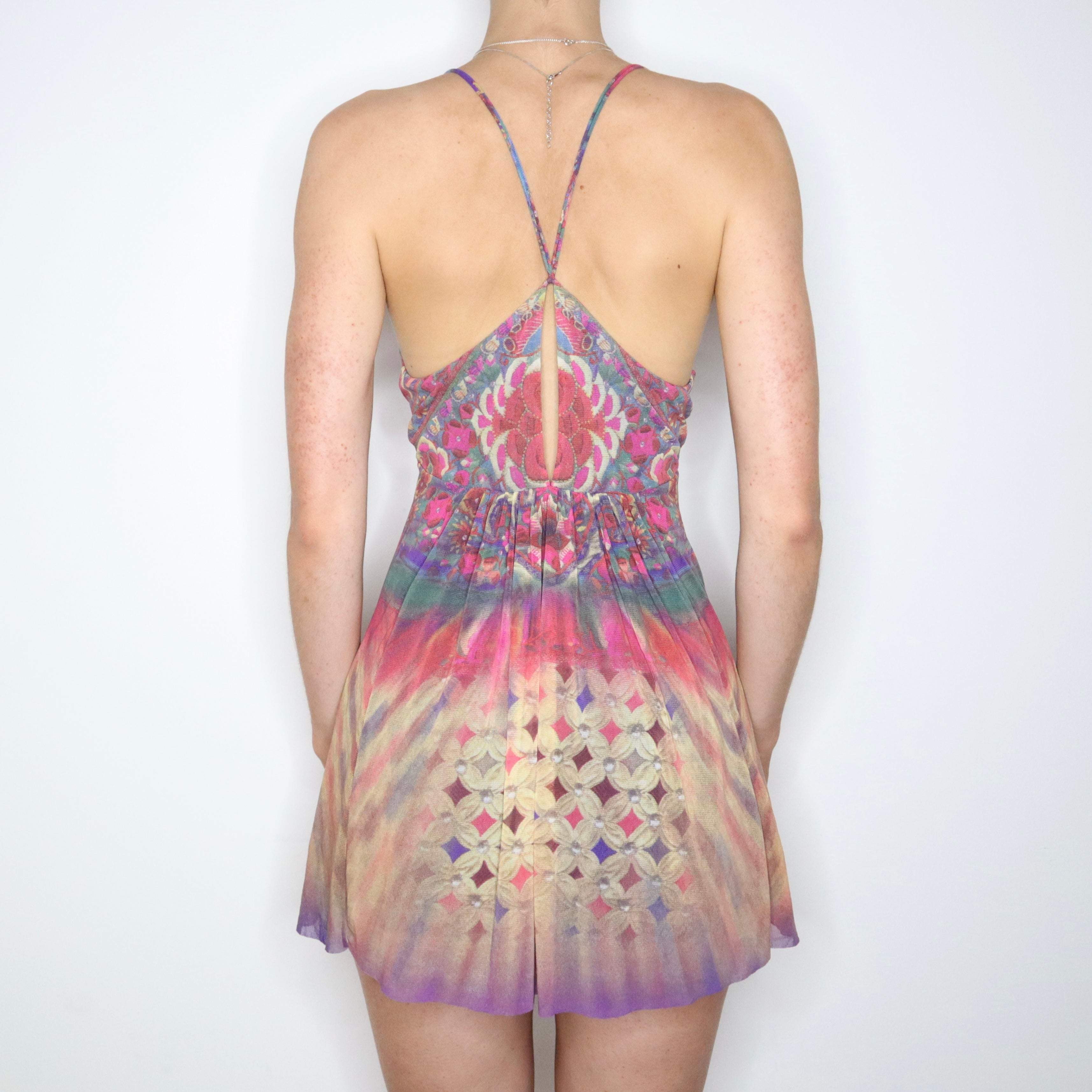 90s VIVIENNE TAM Graphic Mesh Dress (S)