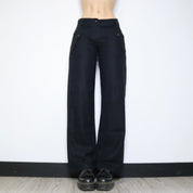Black Linen Wide Leg Pants (Small)