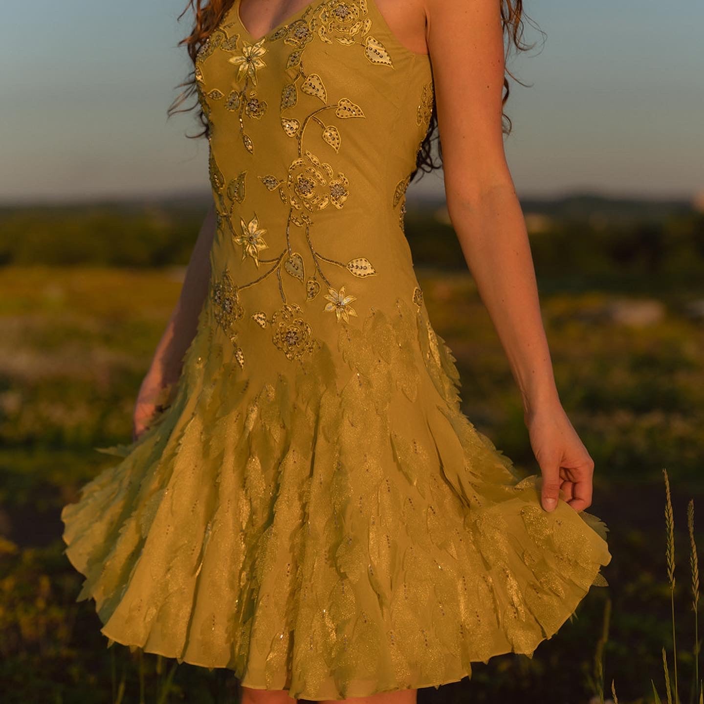 🧚 green silk dress