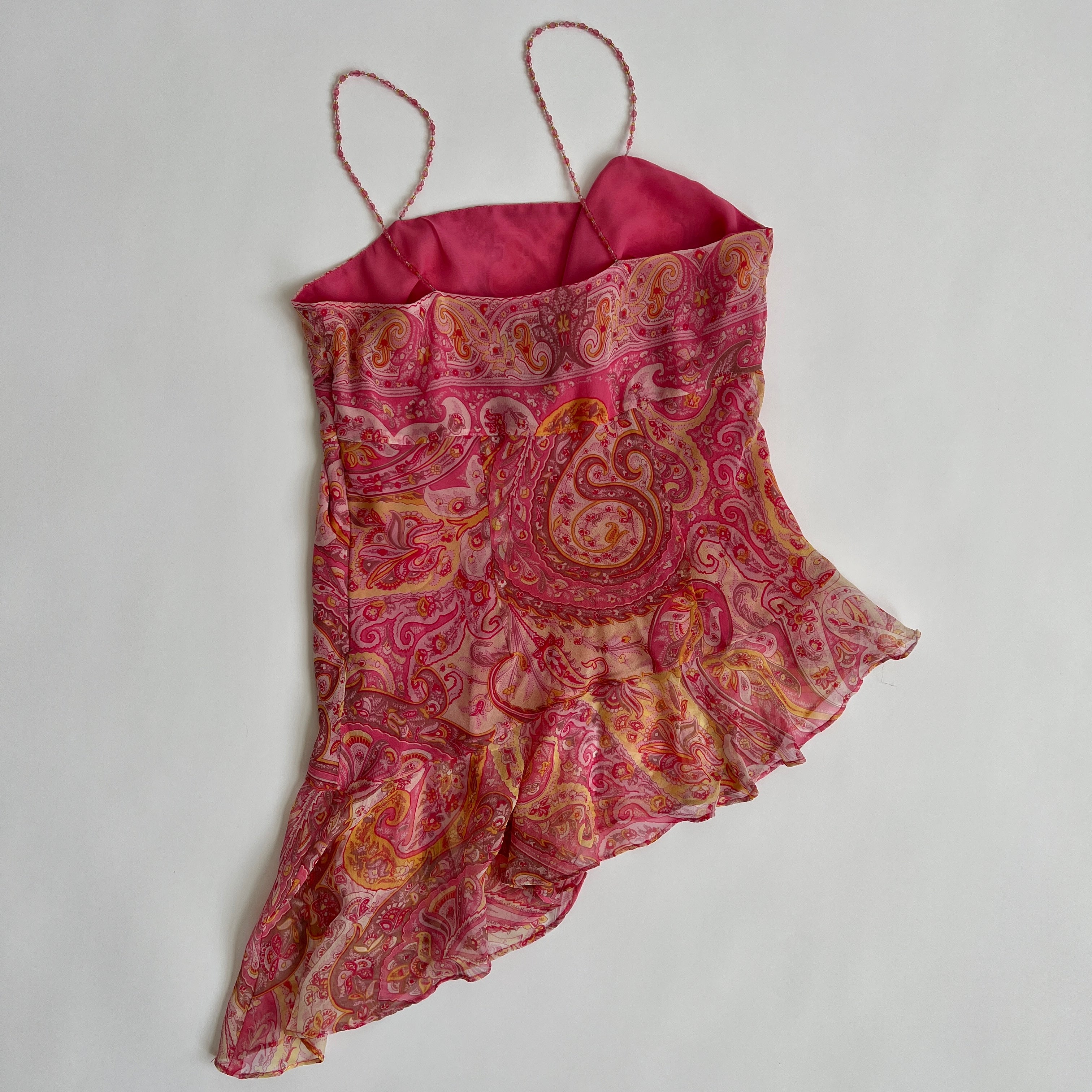 00s silk pink asymmetrical cami (L)