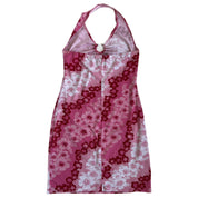 00s pink tropical halter dress