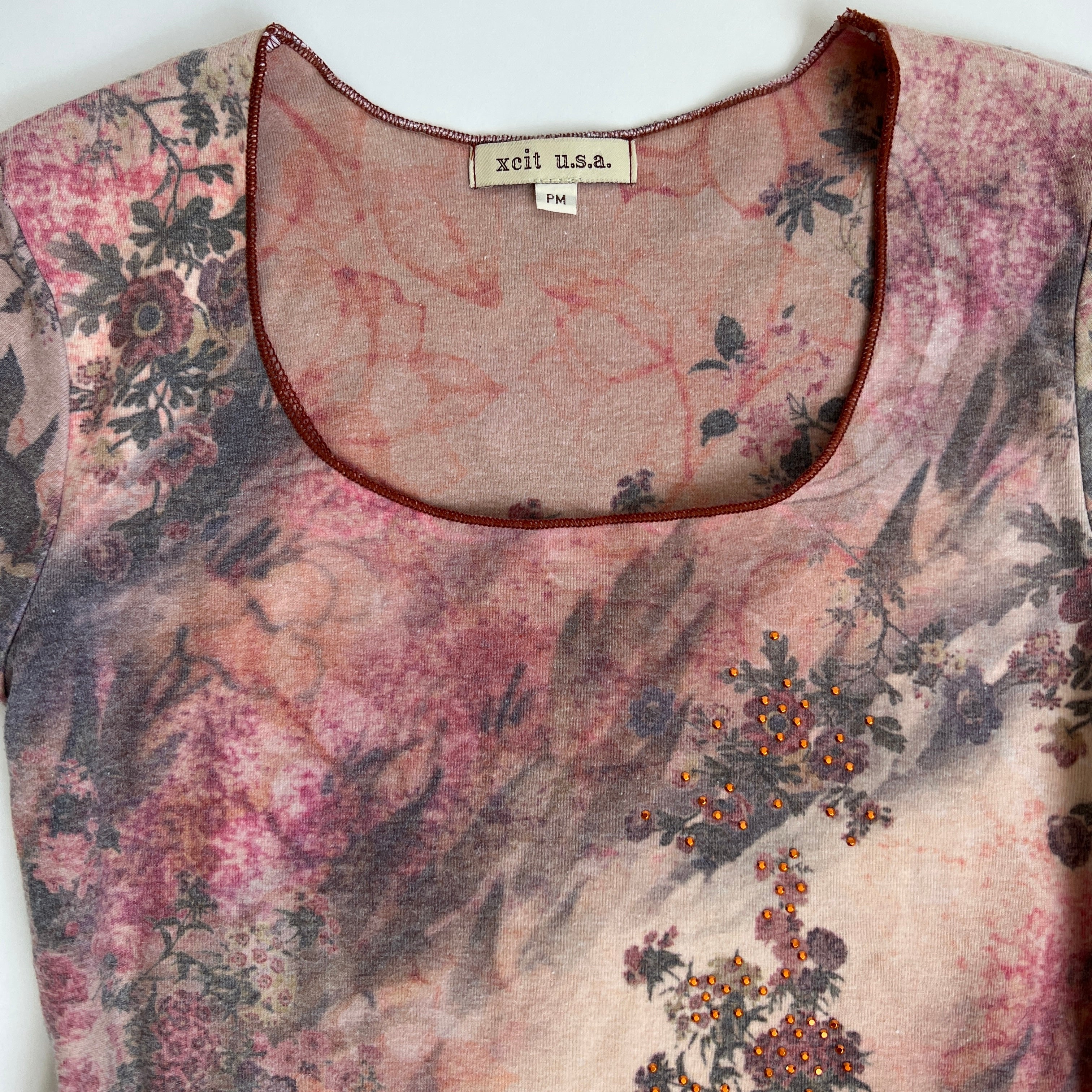 Y2k boho floral tee