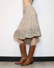 Taupe Flower Midi Skirt (S-M)