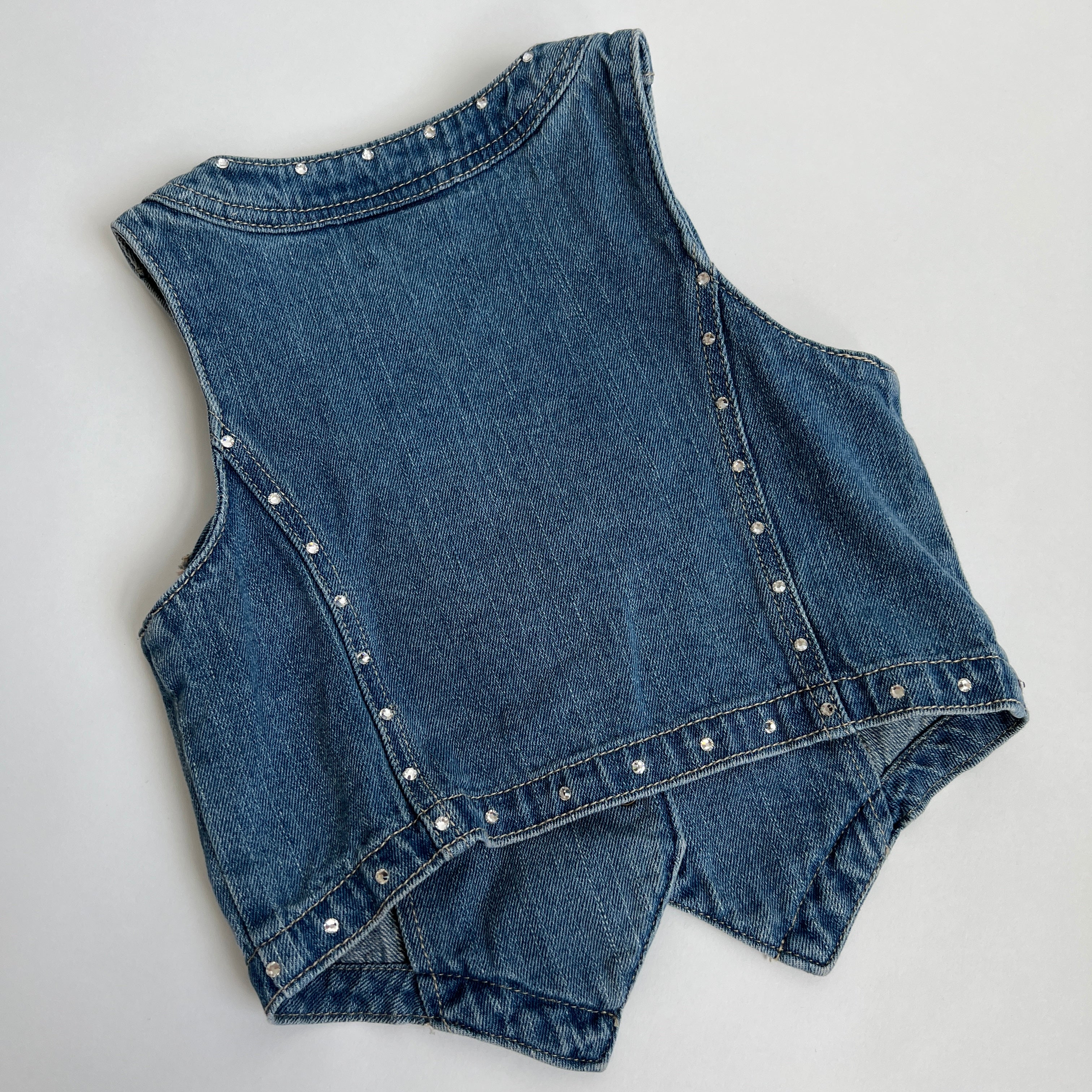 00s Diamond studded denim vest