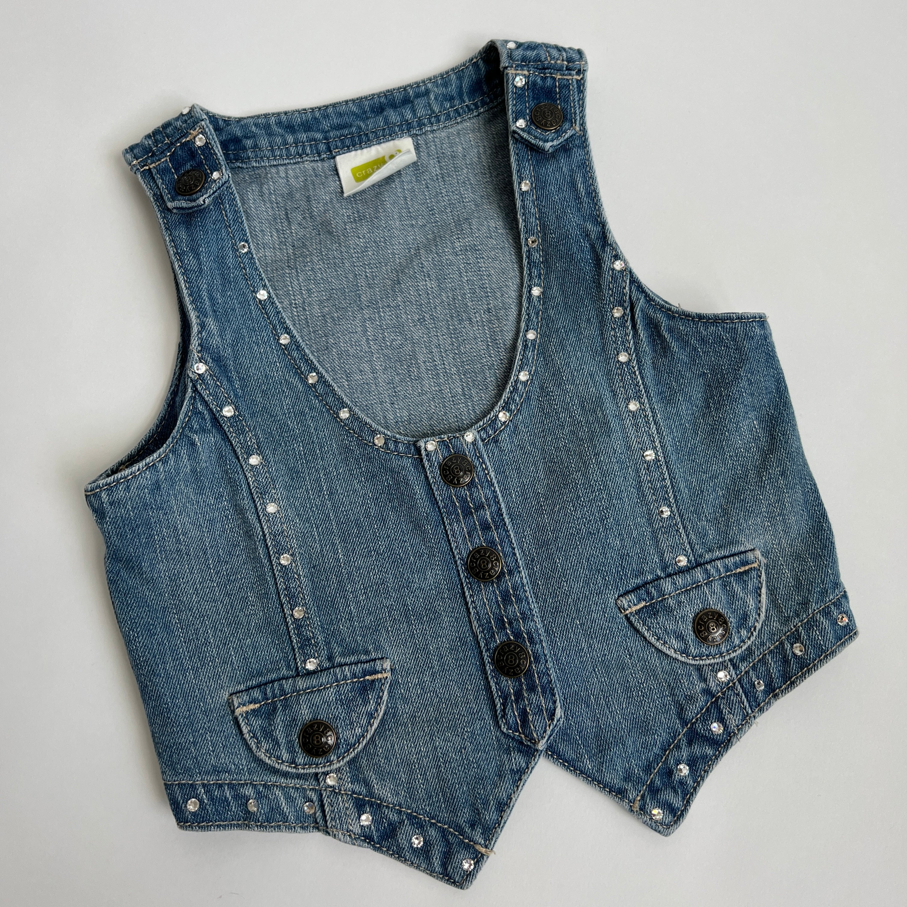 00s Diamond studded denim vest