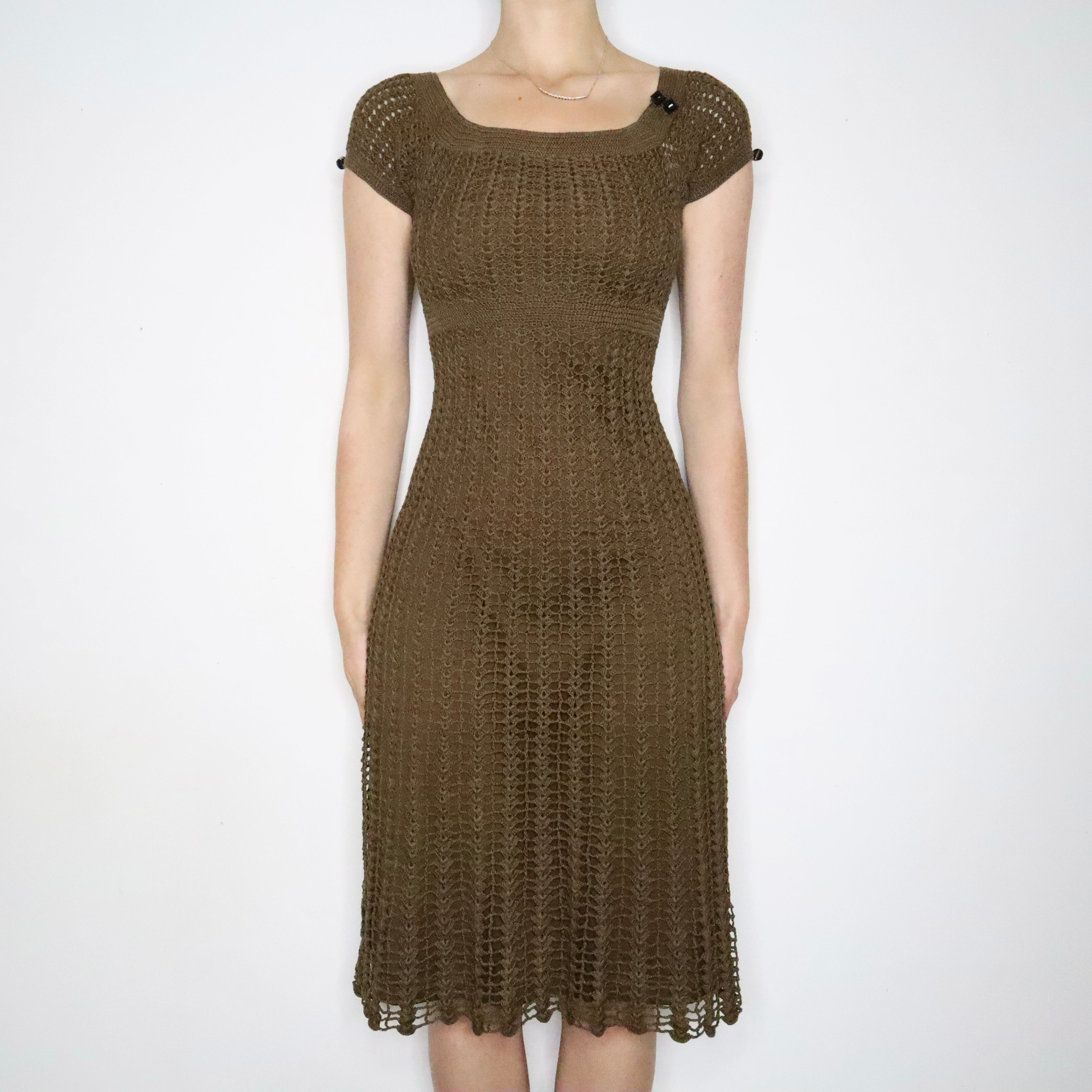 green betsey johnson dress Olive Crochet (XS-S) – Holy Thrift global-merch_drop-MAR25 this versatile piece transitions Guizio black Corset Mini Colour:MULTI