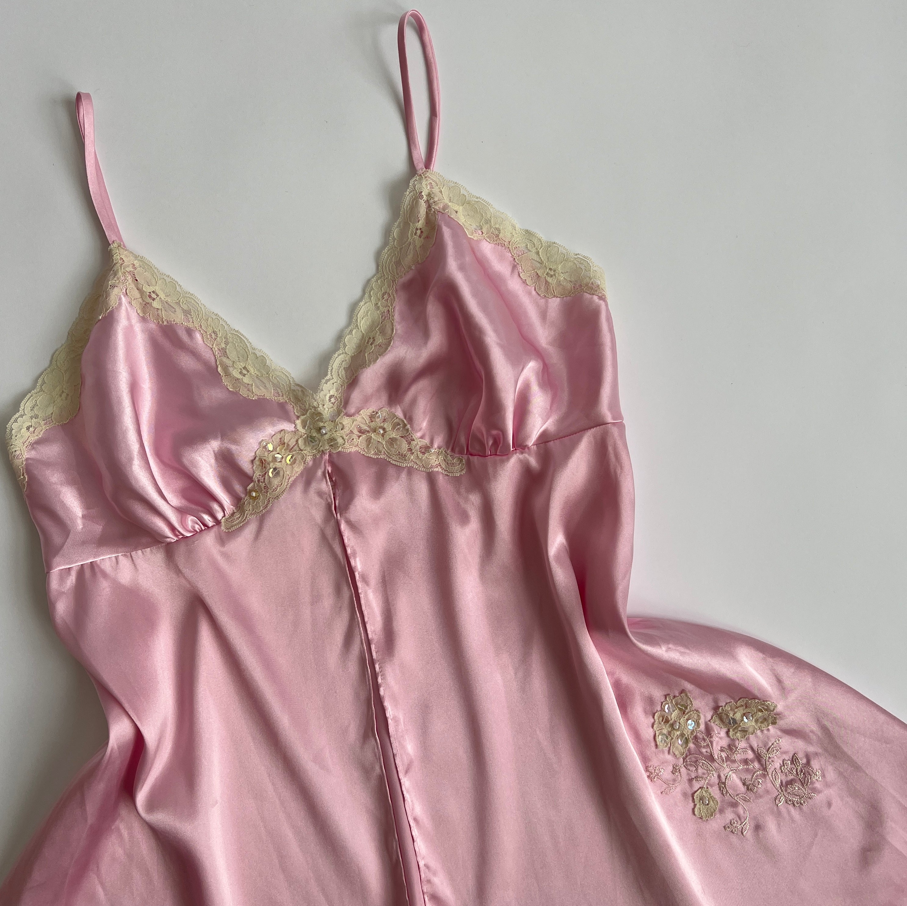 00s Pink satin babydoll cami (L)