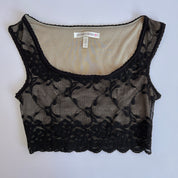00s Black lace crop top (XS/S)