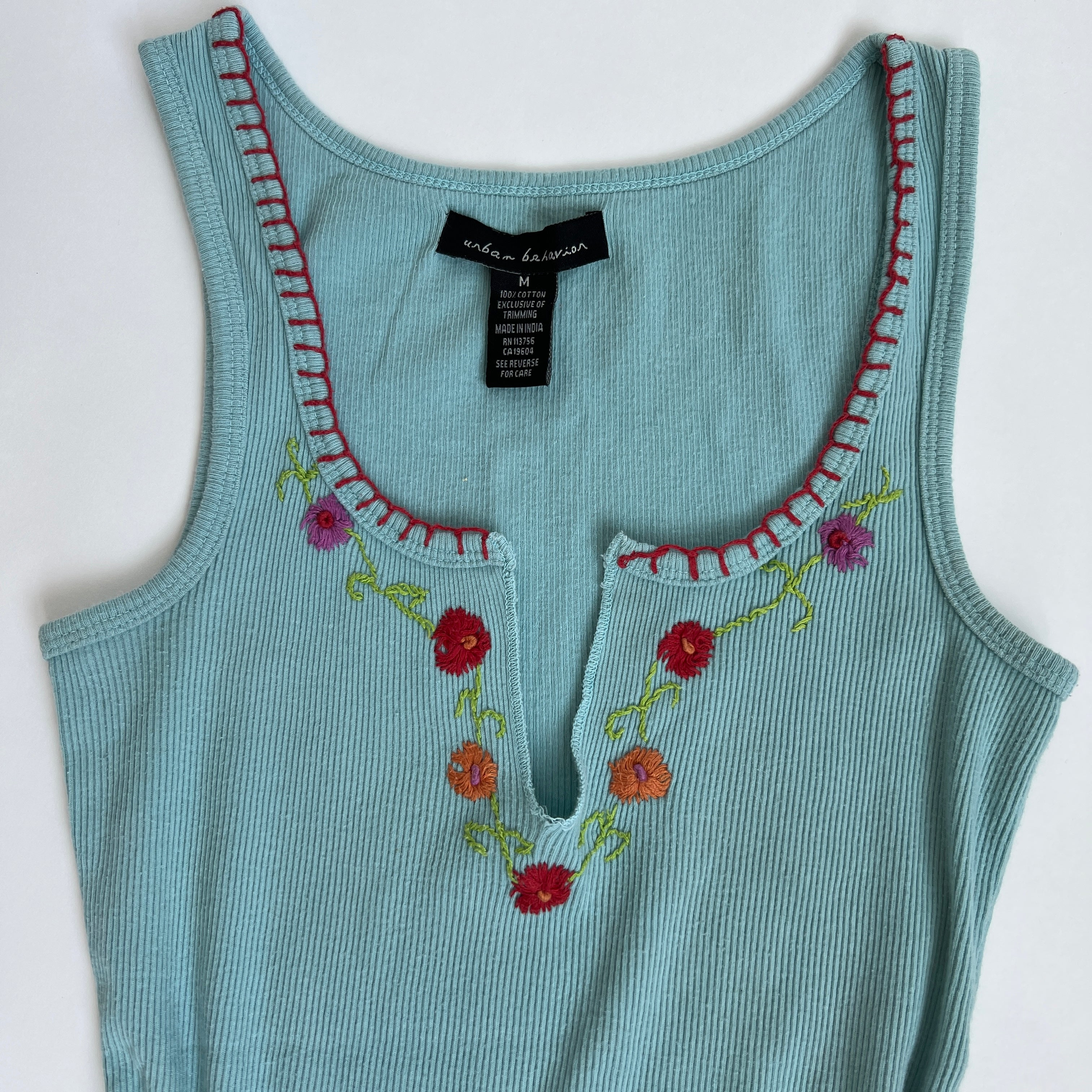 00s blue embroidered tank