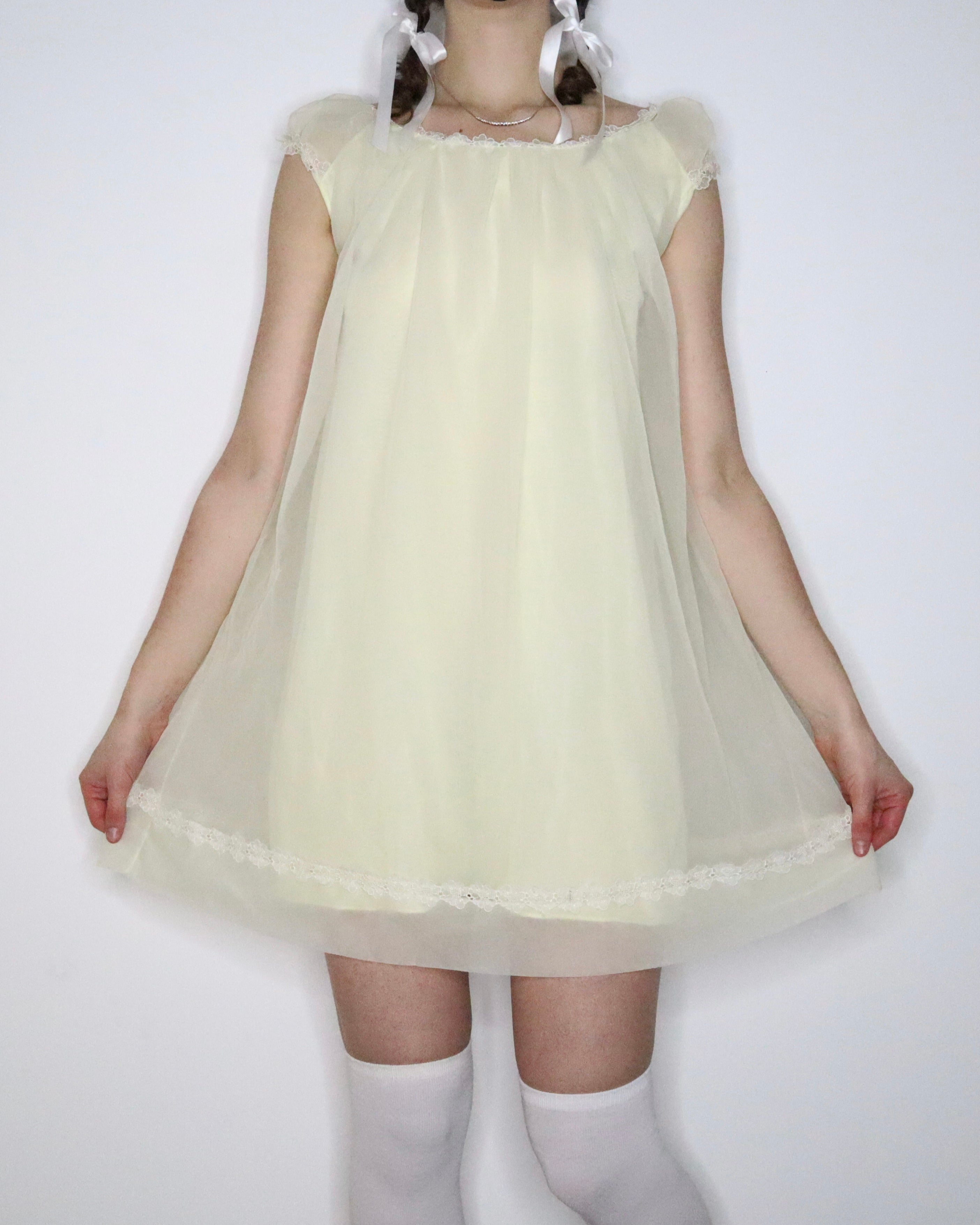 Pastel Yellow Babydoll Nightgown (Small)