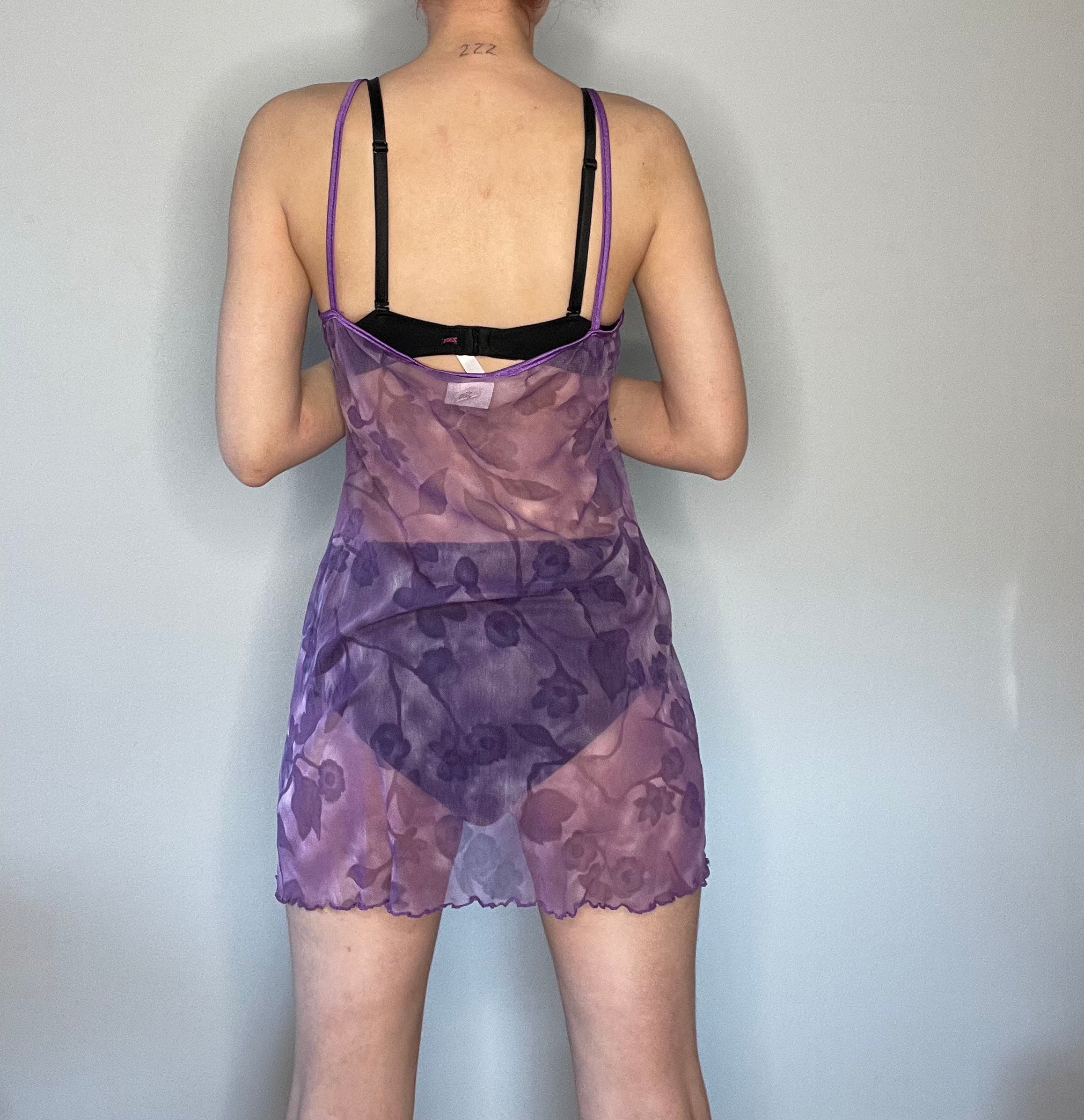 purple mesh slip