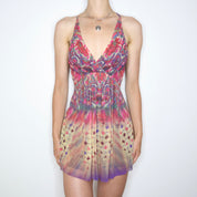 90s VIVIENNE TAM Graphic Mesh Dress (S)