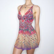 90s VIVIENNE TAM Graphic Mesh Dress (S)