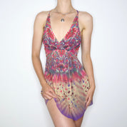 90s VIVIENNE TAM Graphic Mesh Dress (S)