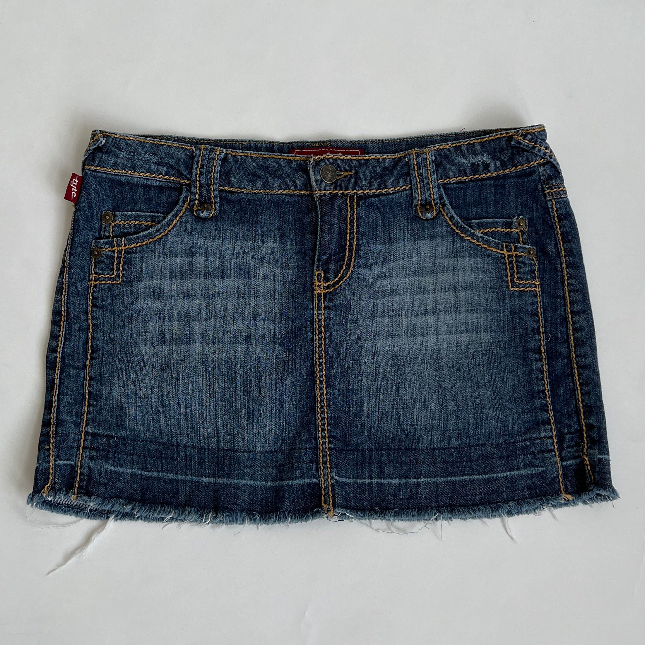 00s denim mini skirt XL