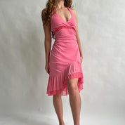 00s pink halter midi