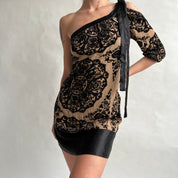 00s velvet one shoulder mini