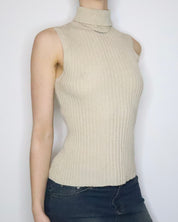 Beige Sleeveless Turtleneck (M-L)