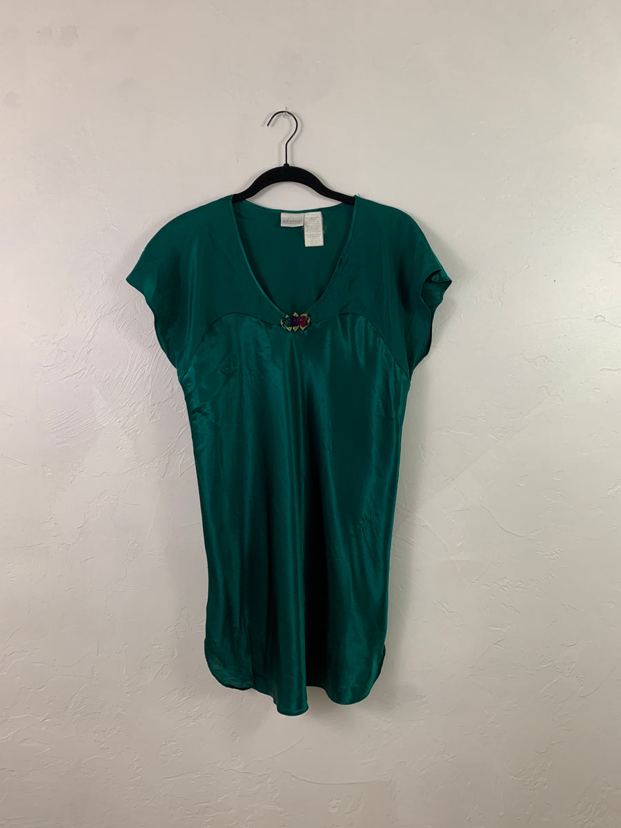 Green sleeve slip dress