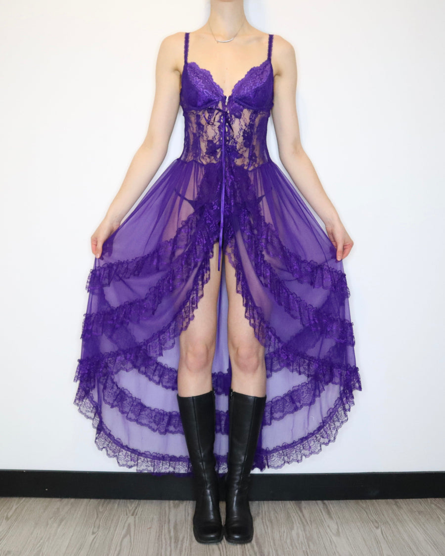 Purple Lace Bustier Dressing Gown (M-L)