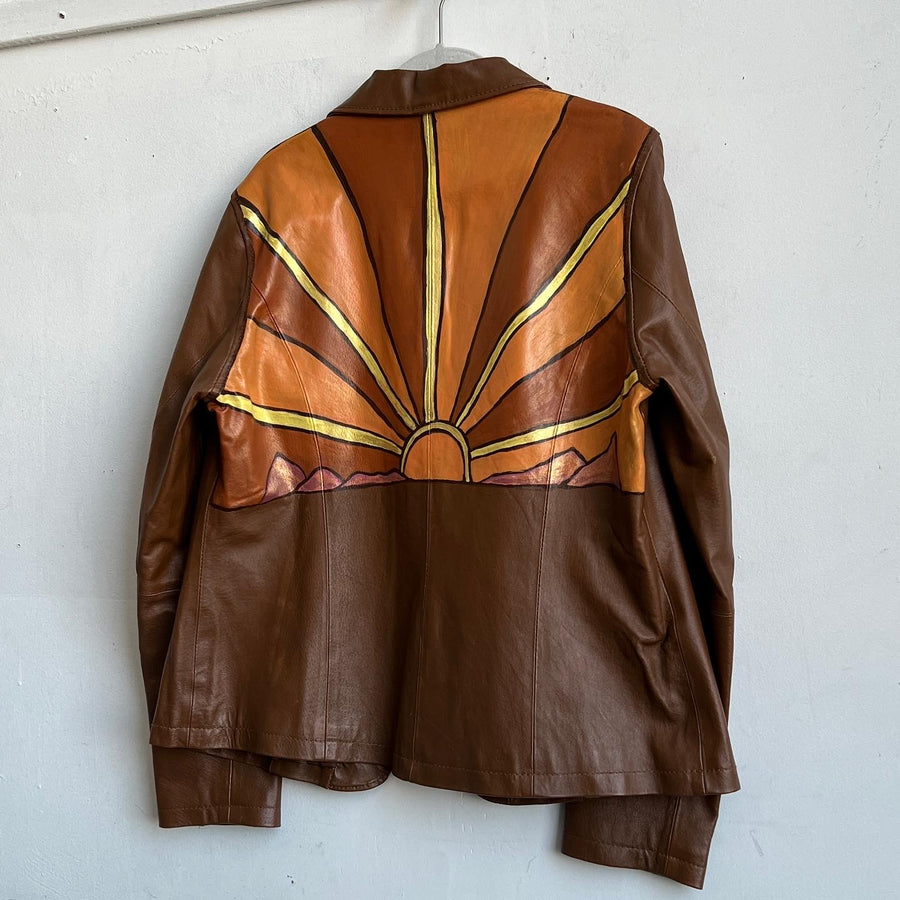 🌅 Hand painted leather blazer