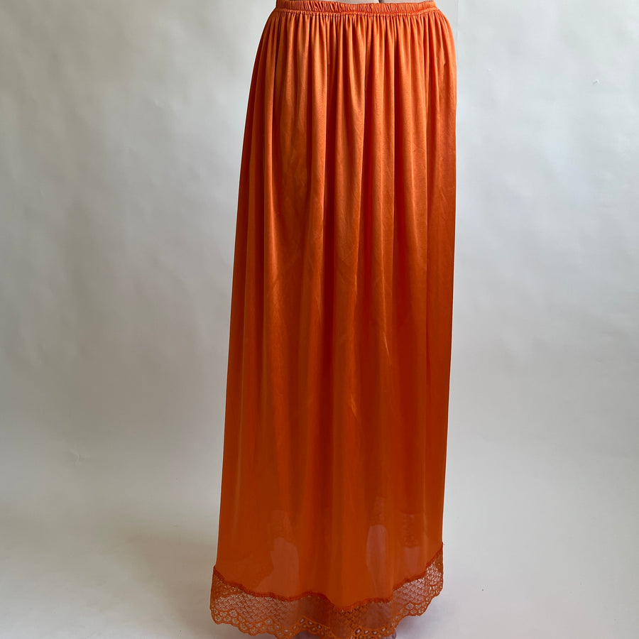 Orange satin maxi skirt