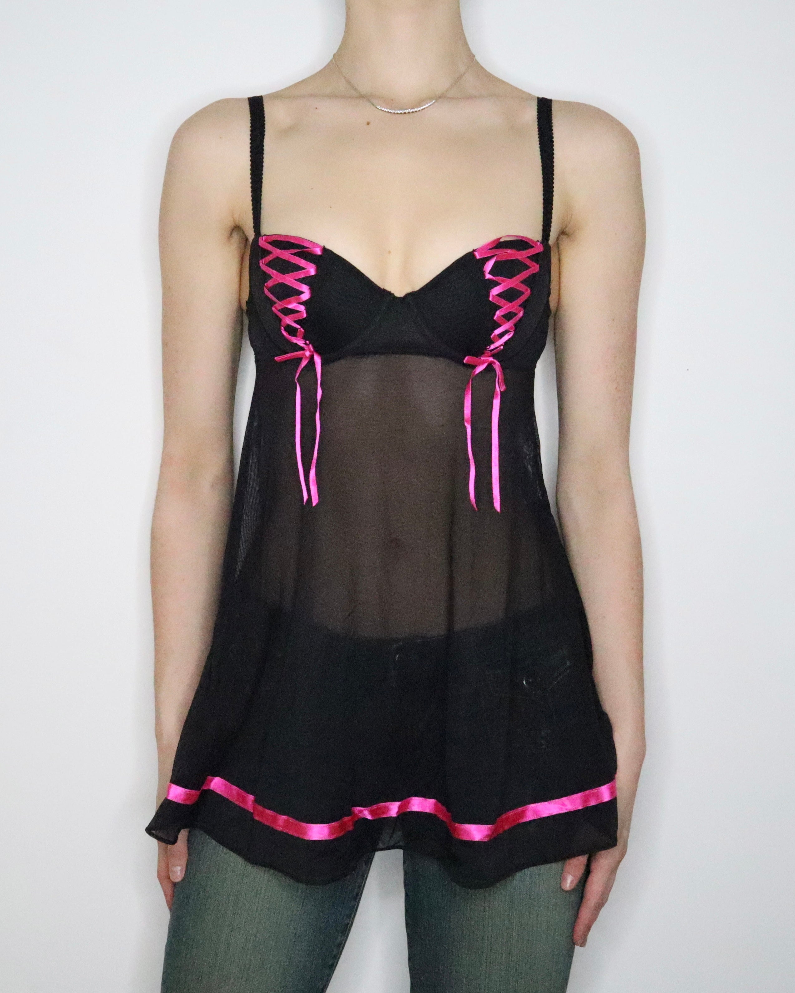 Black Mesh Babydoll Bustier (S)