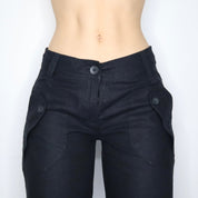 Black Linen Wide Leg Pants (Small)