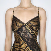 Animal Print Silk Slip Dress (Small)
