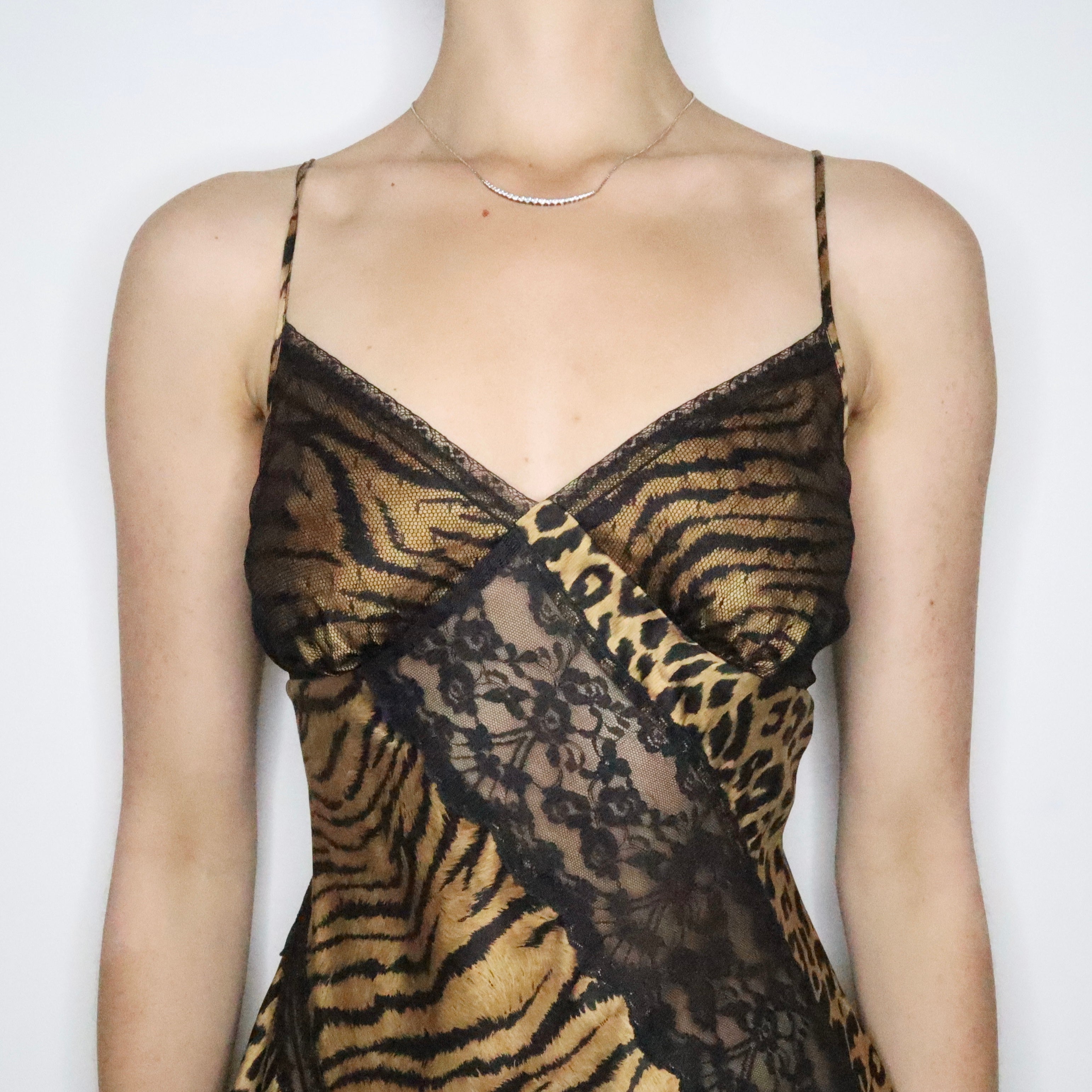 Animal Print Silk Slip Dress (Small)