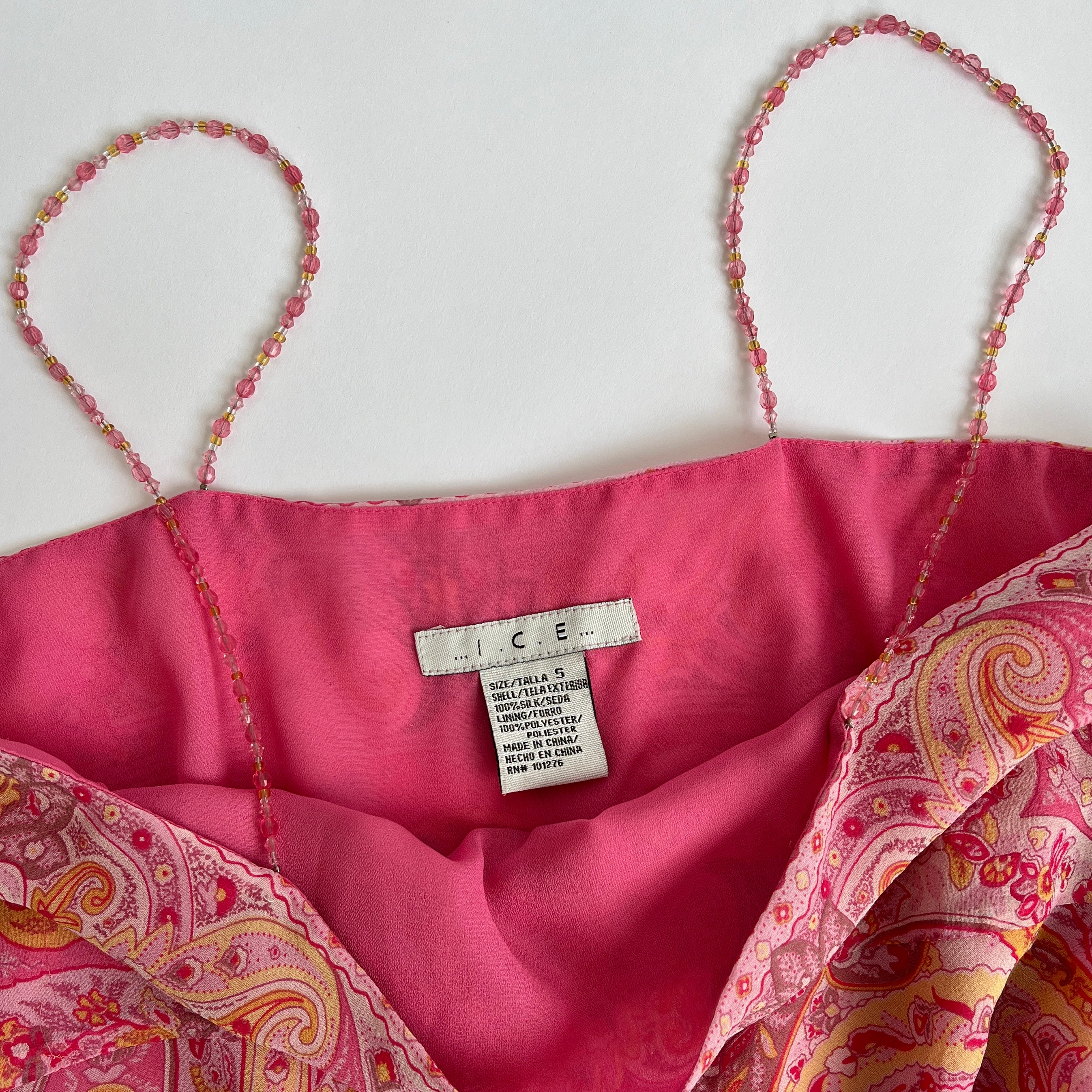 00s silk pink asymmetrical cami (L)