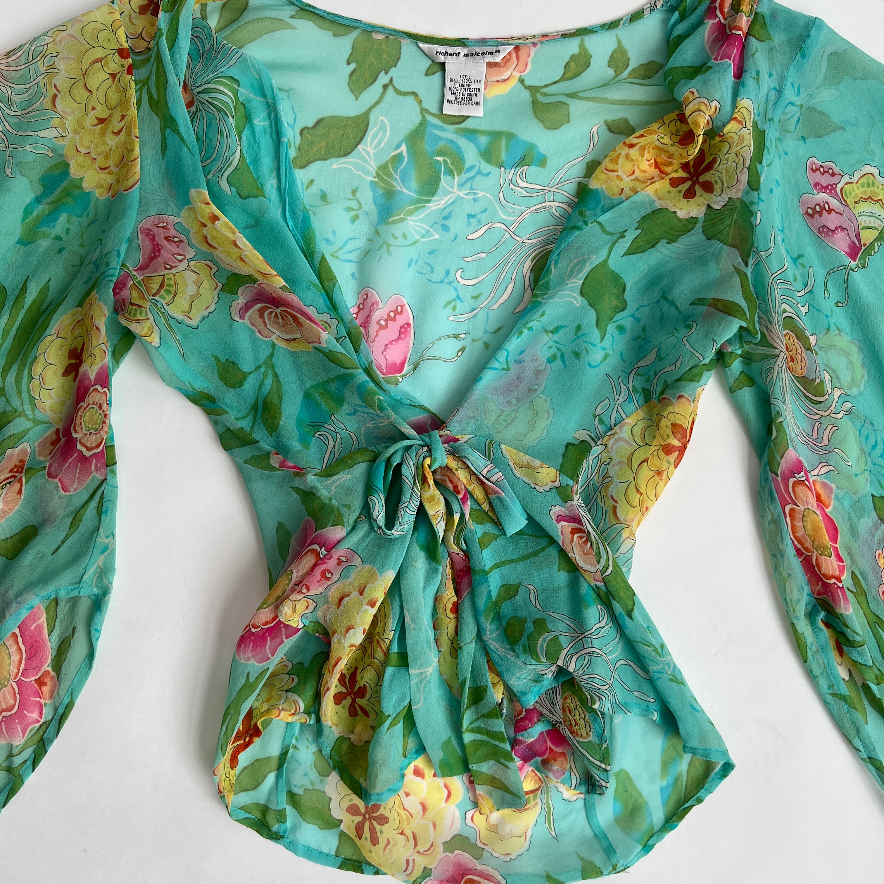 00s sheer silk wrap top