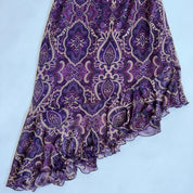 90s plum paisley midi dress