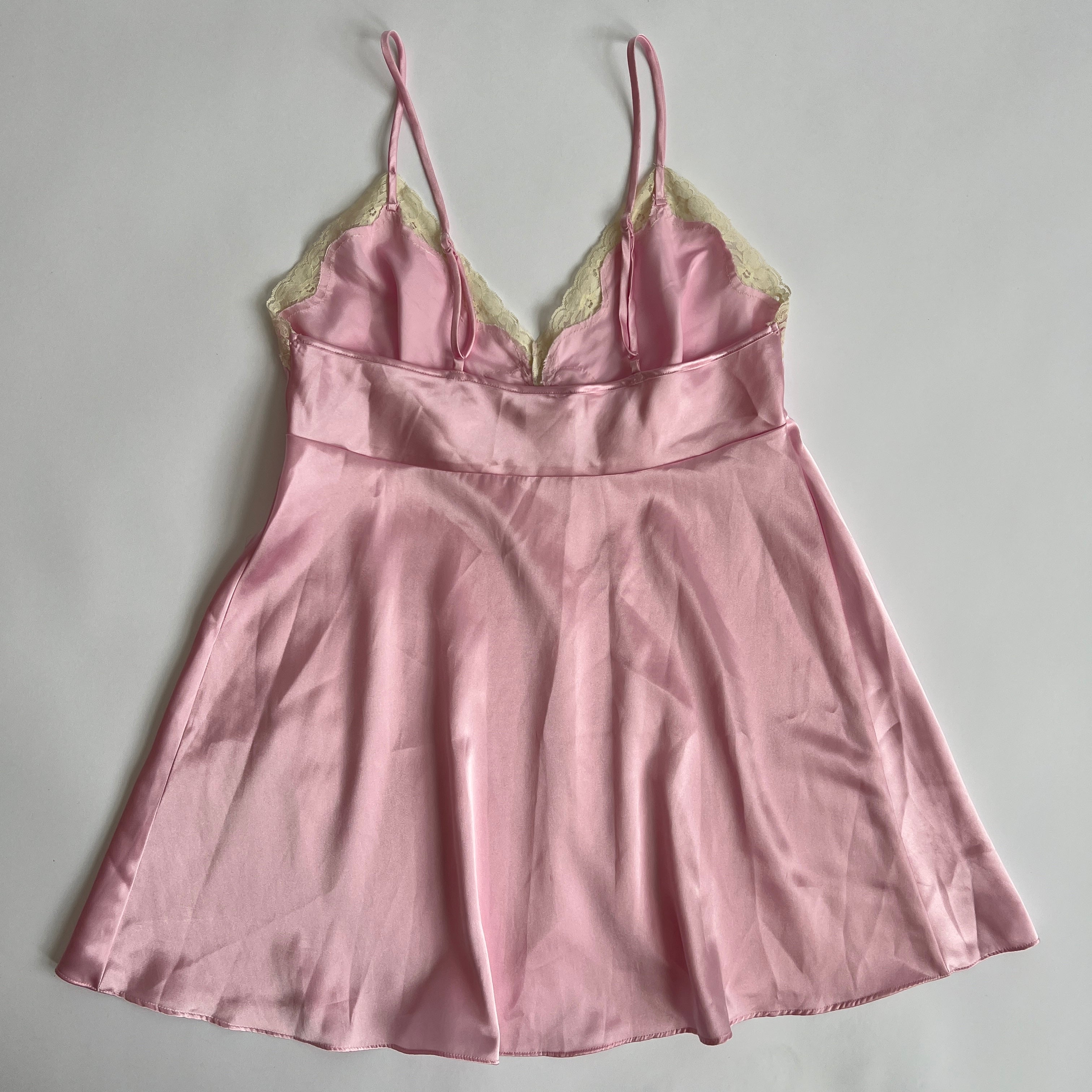 00s Pink satin babydoll cami (L)