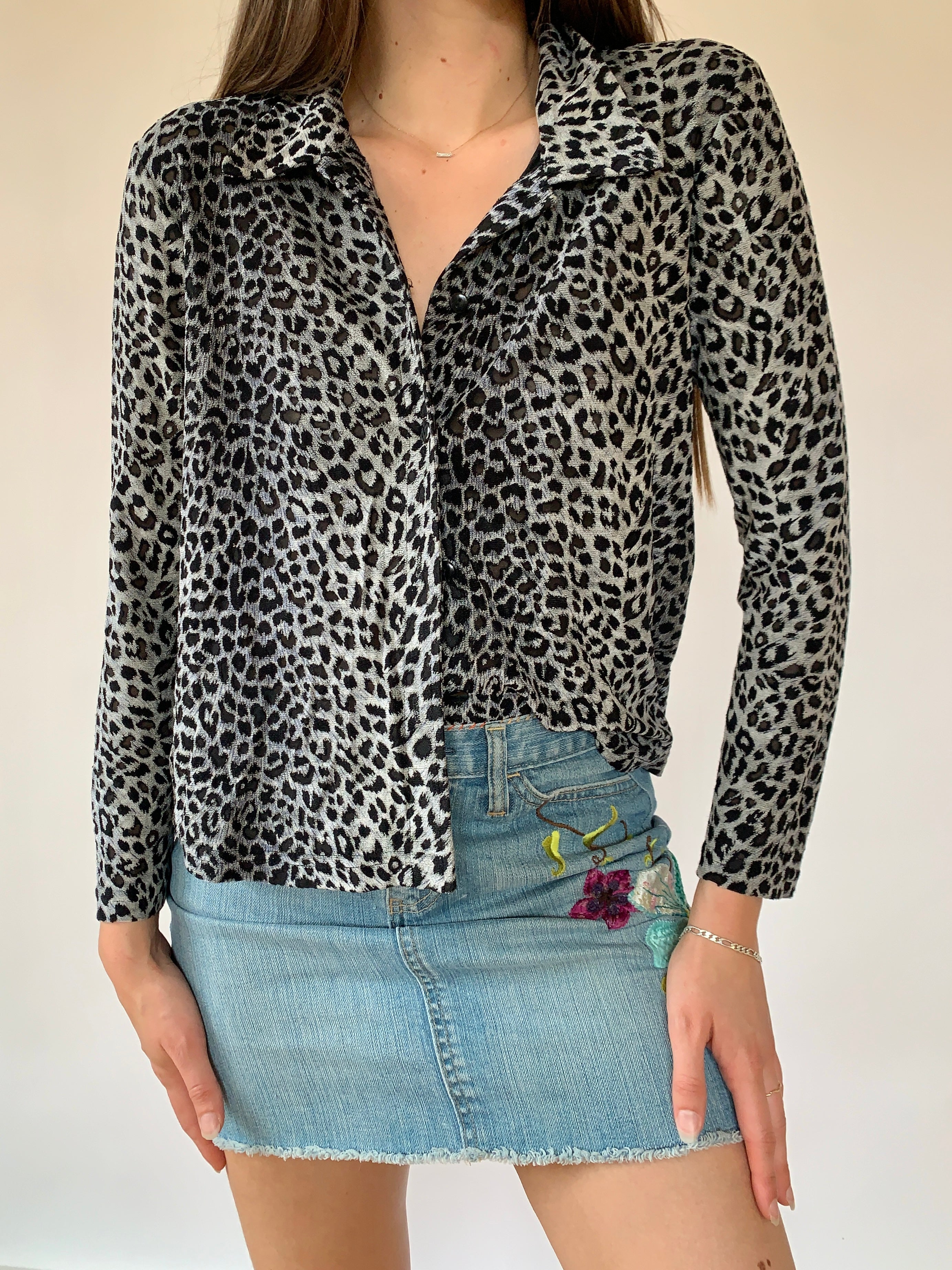 Vintage 1990s Leopard Blouse