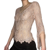 Pink crochet beaded knit