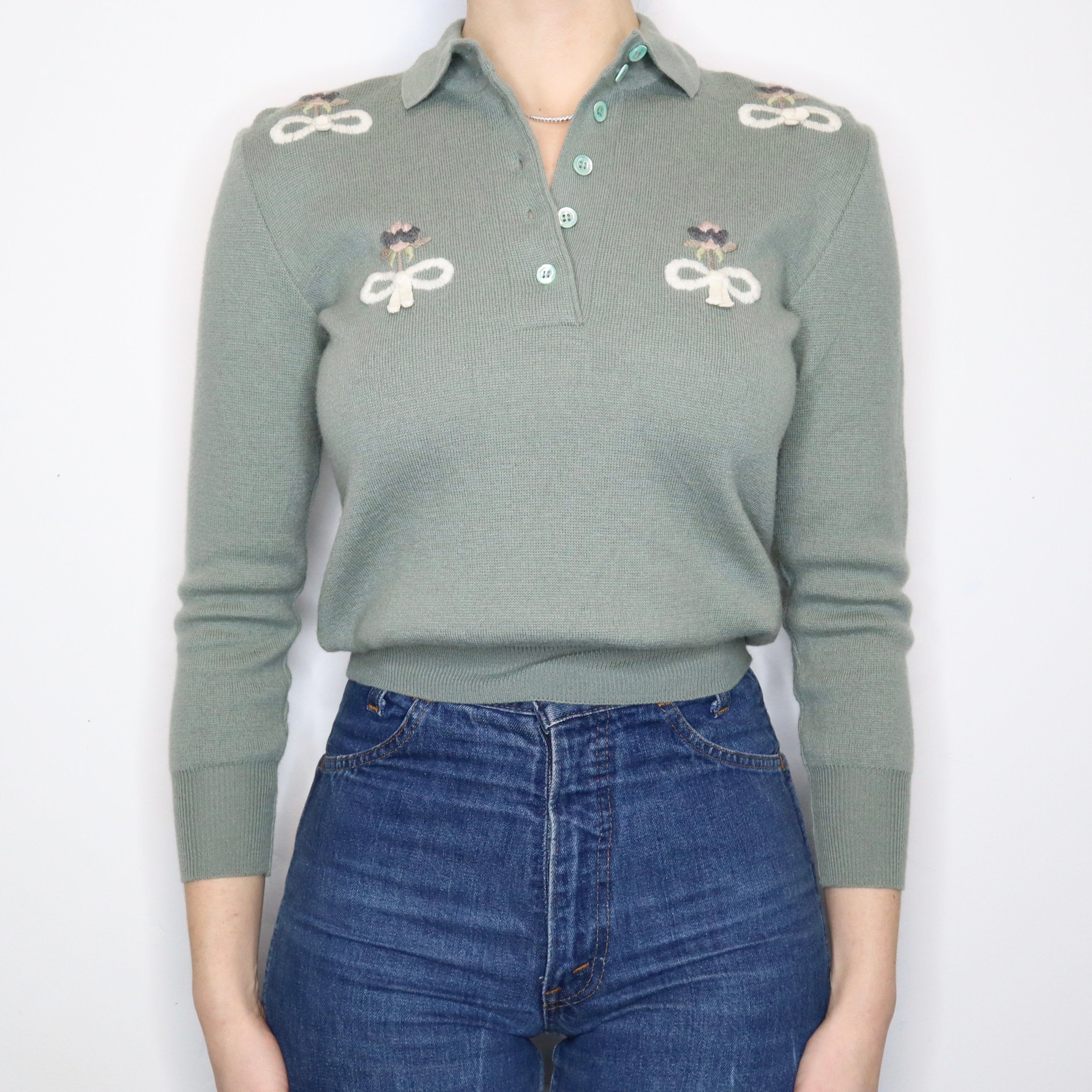 Italian Sage Wool Sweater (XS-S)