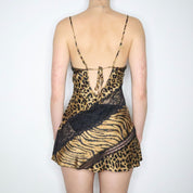 Animal Print Silk Slip Dress (Small)