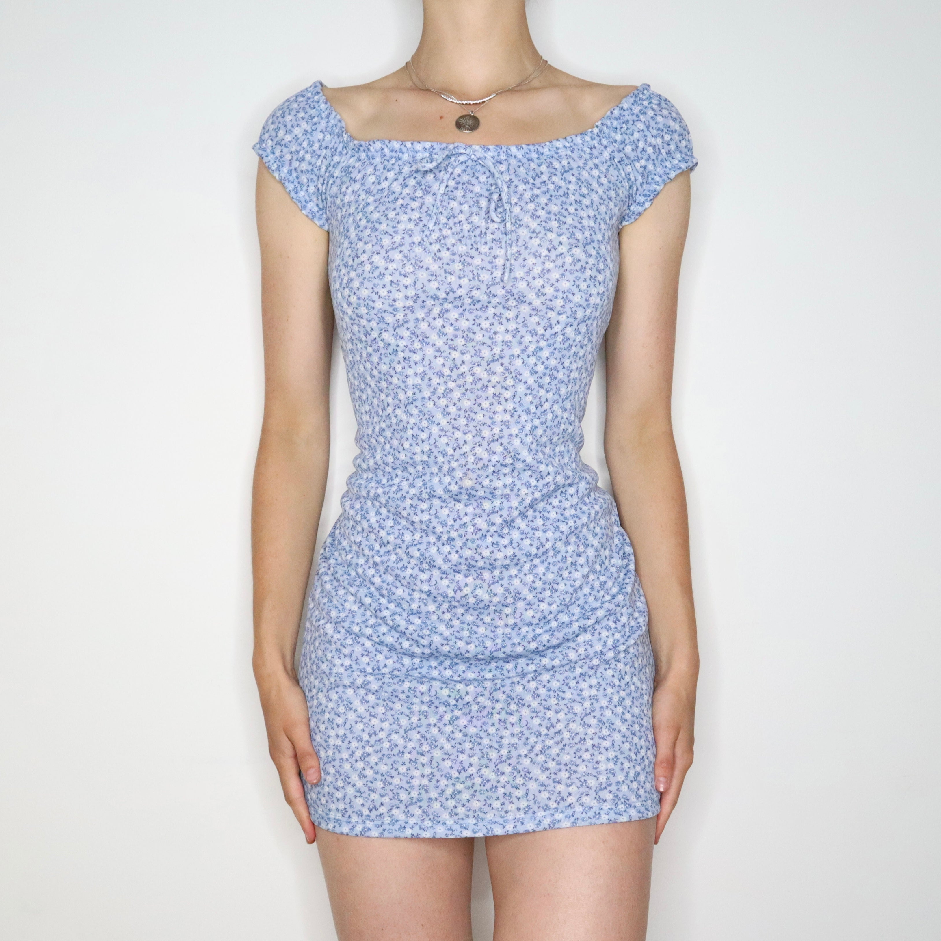 Baby Blue Floral Milkmaid Dress (S-M) – Holy Thrift