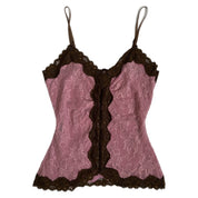 00s pink & brown lace cami